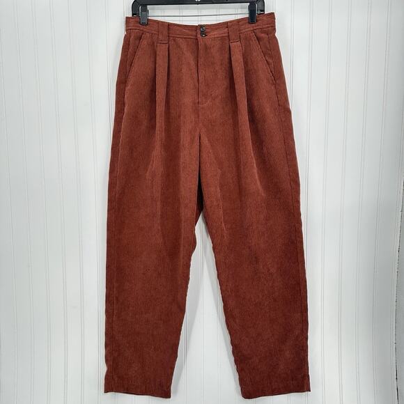 Madewell Pants Womens 10 Corduroy High Rise Tapered Leg Rust Redwood Preppy EUC